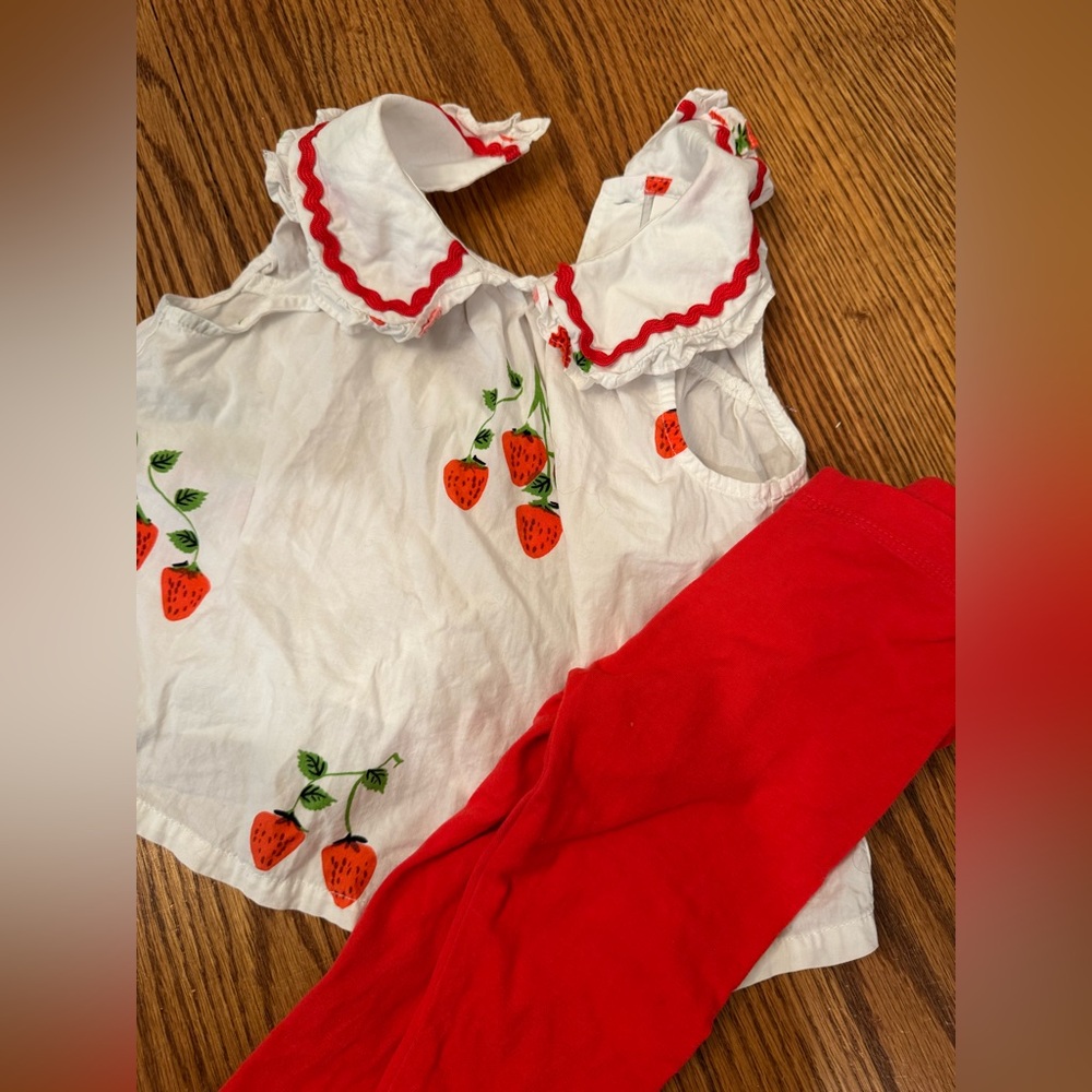NEXT Strawberry Top + Pant Set 9-12 Months